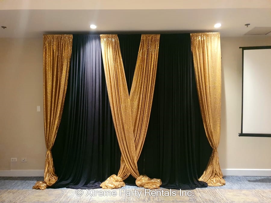 12ft H x 4.3ft W Glitz Sequin Mesh Net Drape / Backdrop panel - Gold ...