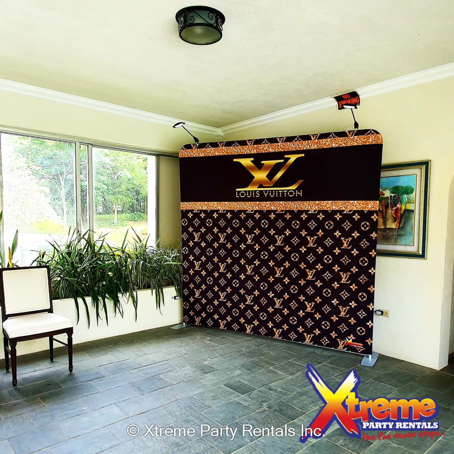 8ft x 8ft LV Backdrop Best Bouncy Castle & Party Rentals service in Bridgetown, Barbados